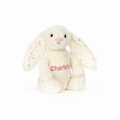 Jellycat Bashful Twinkle Konijn with Cream Jumper | IC4821069